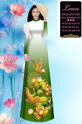 Vải áo dài sen hạc in 3D