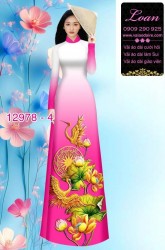Vải áo dài sen hạc in 3D