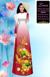 Vải áo dài sen hạc in 3D
