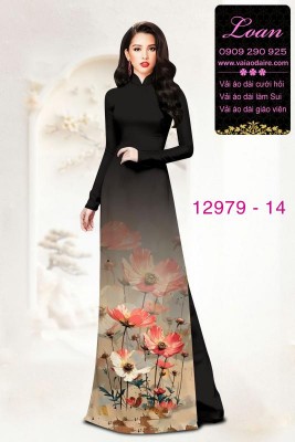 Vải áo dài hoa in 3D-DT 12979