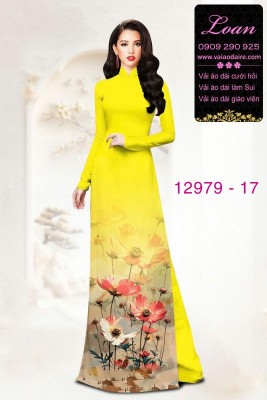 Vải áo dài hoa in 3D-12979
