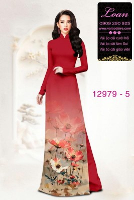 Vải áo dài hoa in 3D-12979