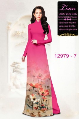 Vải áo dài hoa in 3D-DT 12979