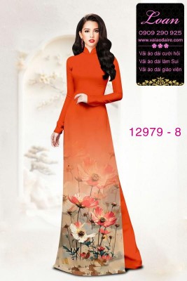 Vải áo dài hoa in 3D-12979