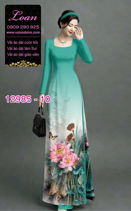 Vải áo dài hoa sen in 3D