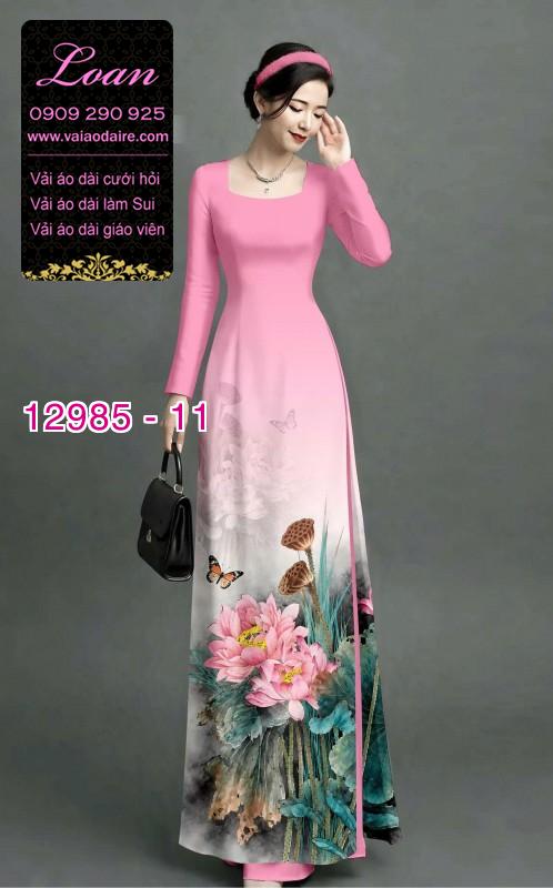 Vải áo dài hoa sen in 3D