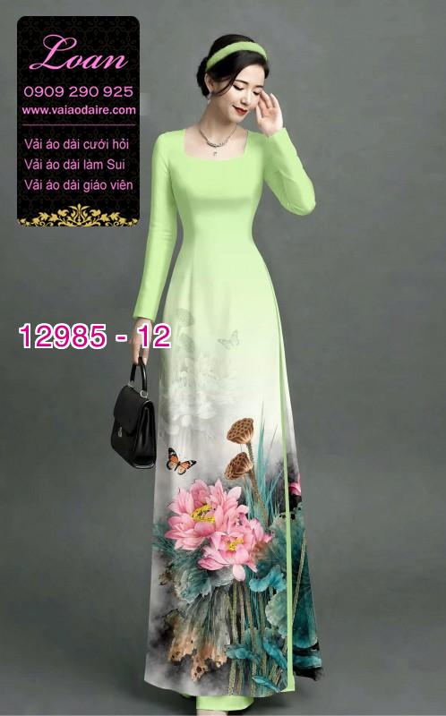Vải áo dài hoa sen in 3D