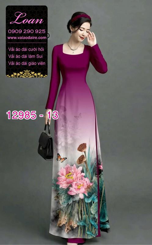 Vải áo dài hoa sen in 3D