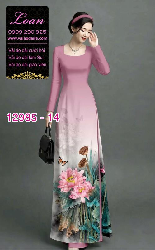Vải áo dài hoa sen in 3D