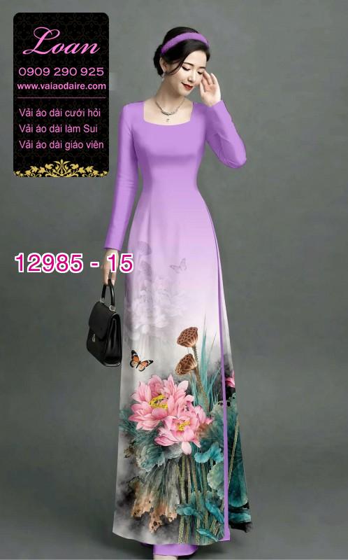 Vải áo dài hoa sen in 3D