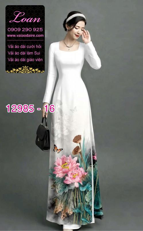 Vải áo dài hoa sen in 3D