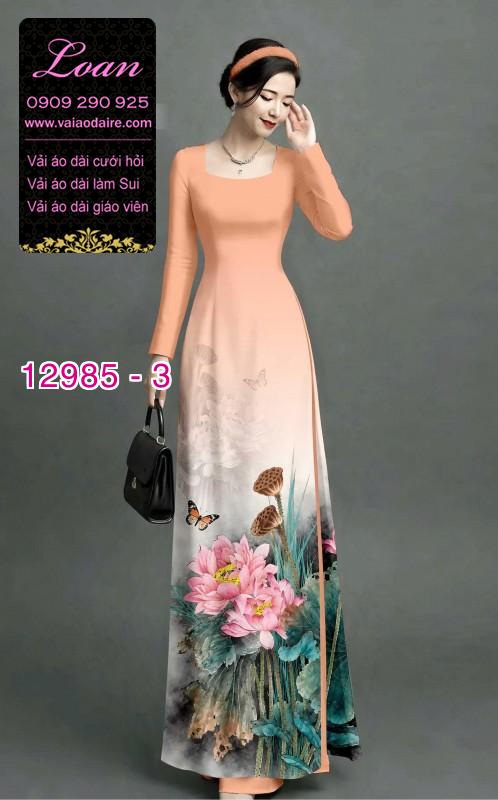 Vải áo dài hoa sen in 3D