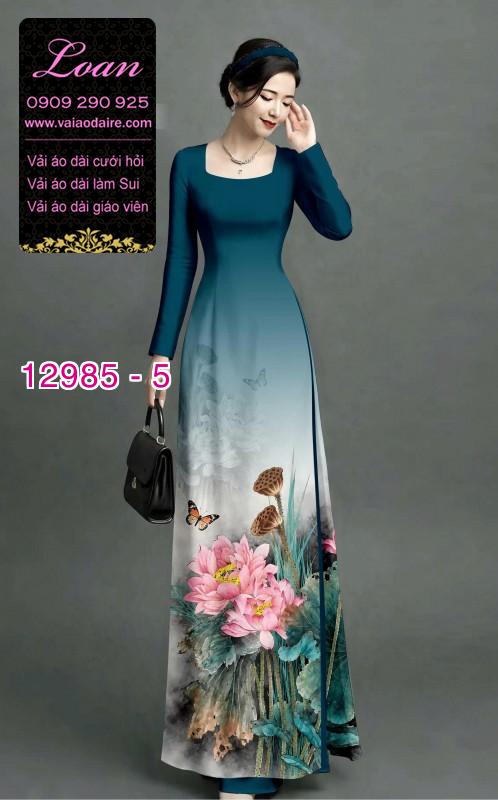 Vải áo dài hoa sen in 3D