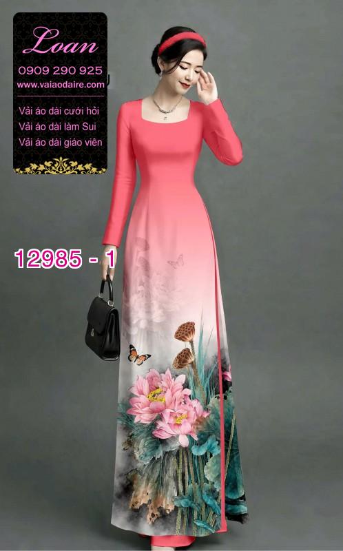 Vải áo dài hoa sen in 3D