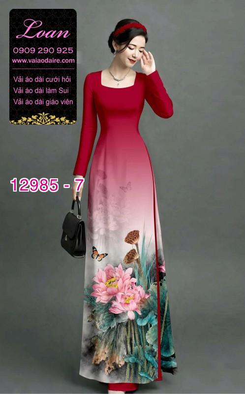 Vải áo dài hoa sen in 3D