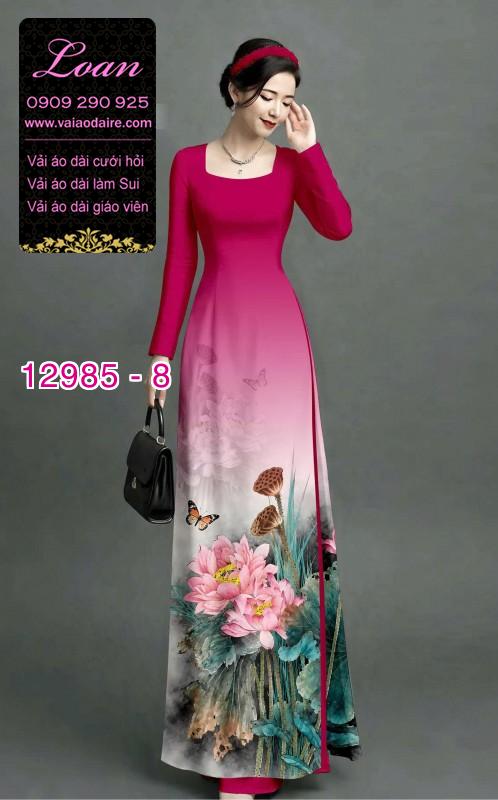 Vải áo dài hoa sen in 3D