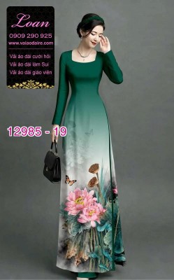 Vải áo dài hoa sen in 3D-12985