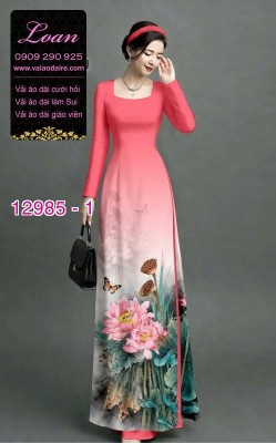 Vải áo dài hoa sen in 3D-DT 12985