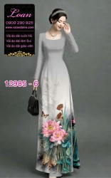 Vải áo dài hoa sen in 3D