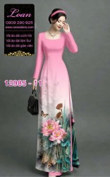 Vải áo dài hoa sen in 3D