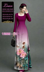 Vải áo dài hoa sen in 3D