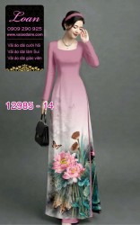Vải áo dài hoa sen in 3D