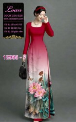 Vải áo dài hoa sen in 3D