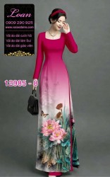 Vải áo dài hoa sen in 3D