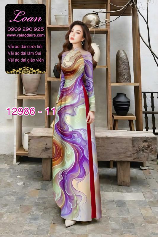 Vải áo dài vệt màu in 3D