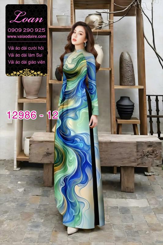 Vải áo dài vệt màu in 3D