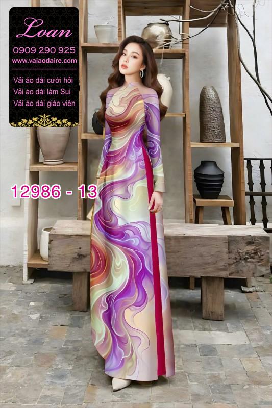 Vải áo dài vệt màu in 3D