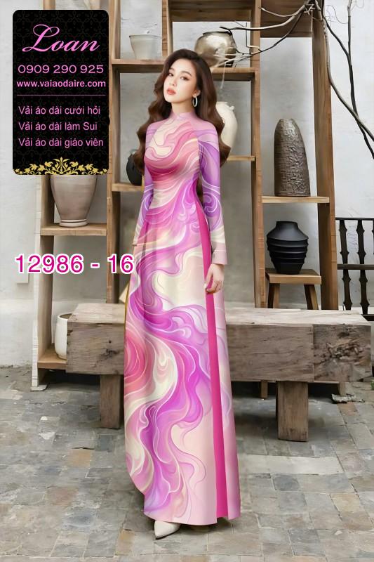 Vải áo dài vệt màu in 3D