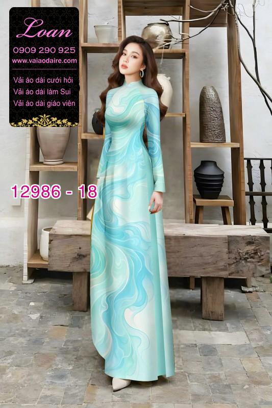 Vải áo dài vệt màu in 3D