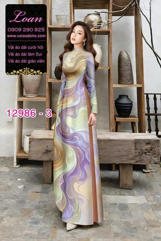 Vải áo dài vệt màu in 3D