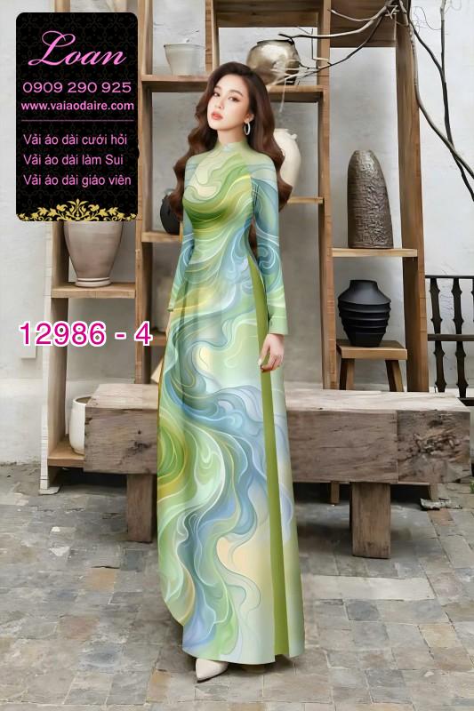 Vải áo dài vệt màu in 3D