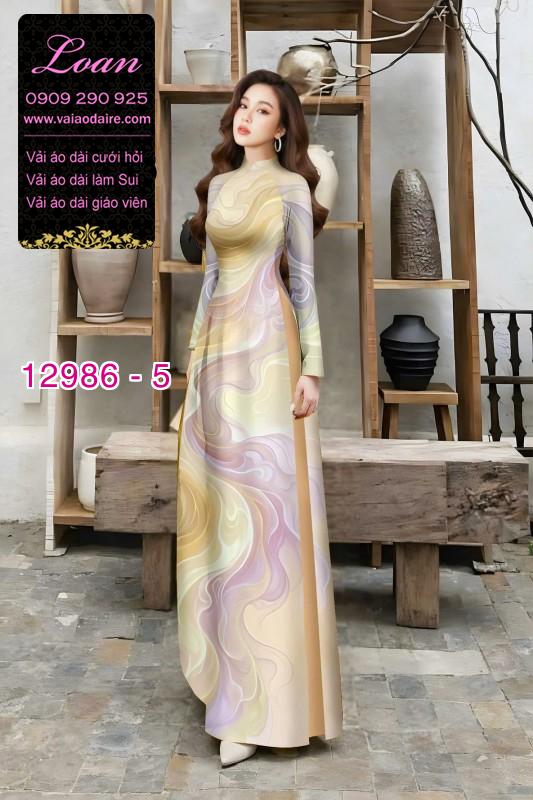 Vải áo dài vệt màu in 3D