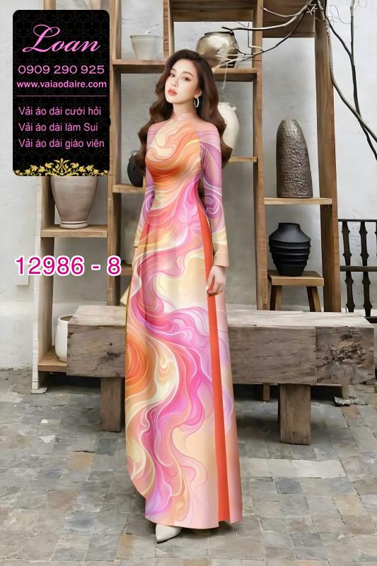 Vải áo dài vệt màu in 3D