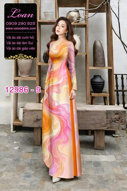 Vải áo dài vệt màu in 3D