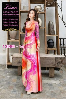Vải áo dài vệt màu in 3D-12986