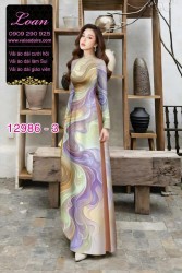 Vải áo dài vệt màu in 3D
