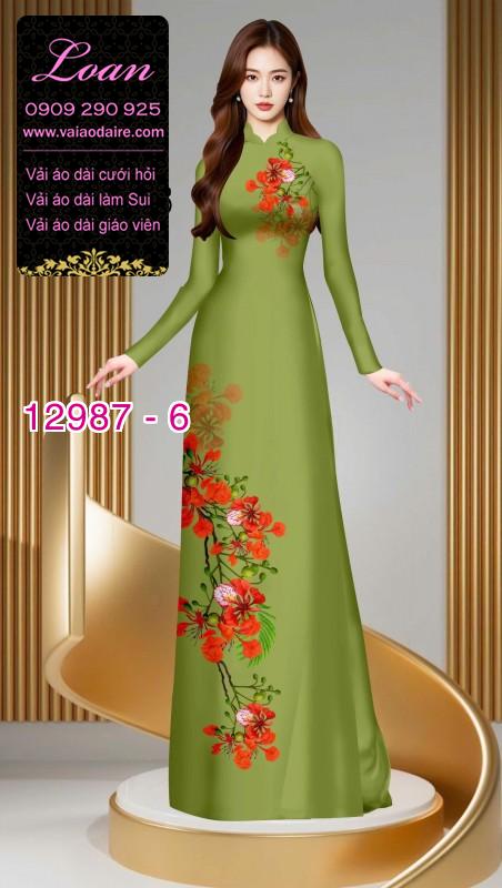 Vải áo dài hoa phượng in 3D