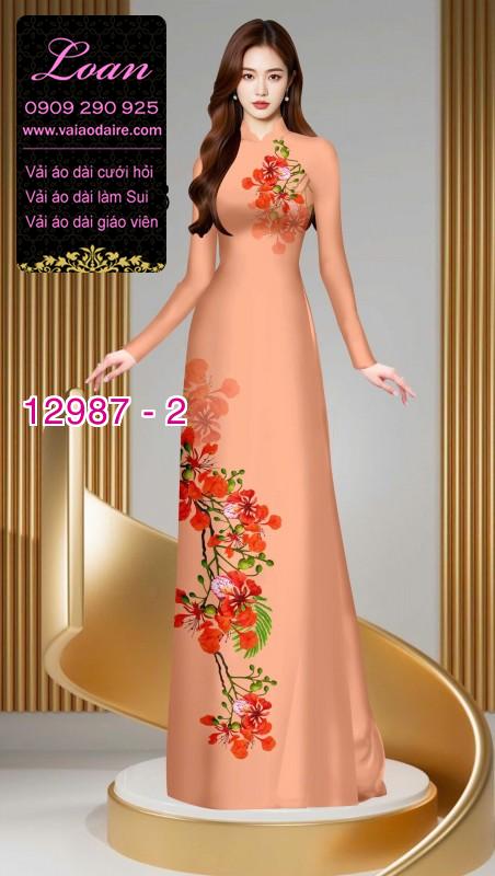 Vải áo dài hoa phượng in 3D