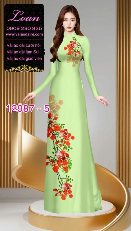 Vải áo dài hoa phượng in 3D