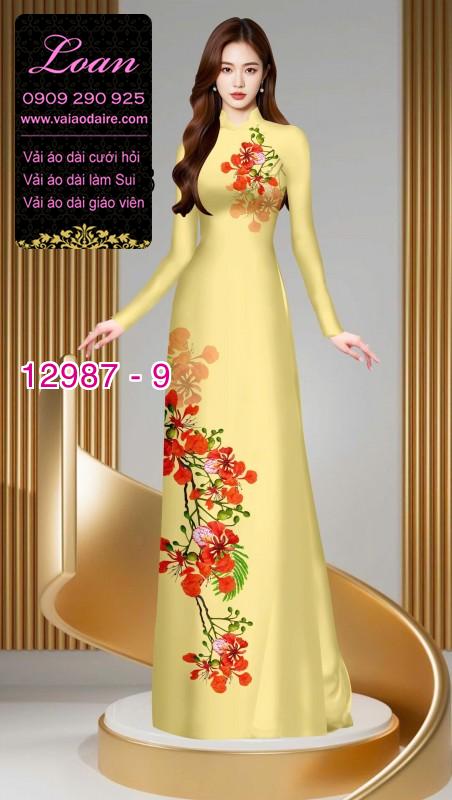 Vải áo dài hoa phượng in 3D