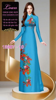 Vải áo dài hoa phượng in 3D-12987