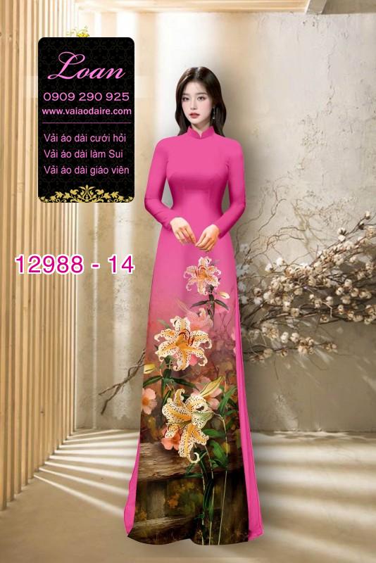 Vải áo dài hoa ly in 3D