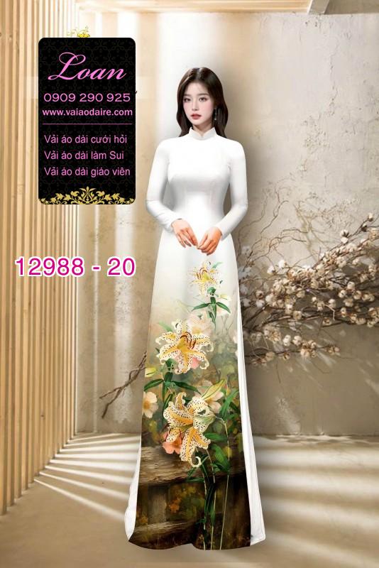 Vải áo dài hoa ly in 3D