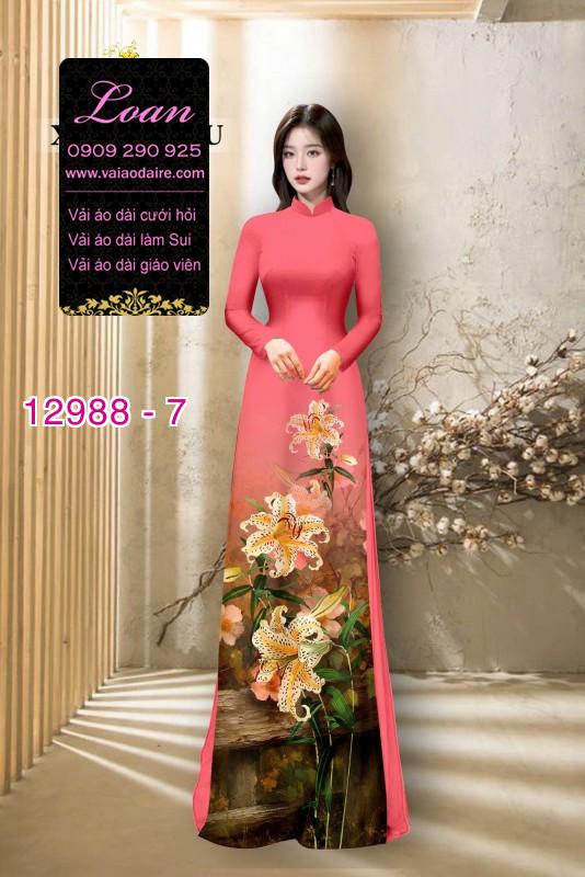 Vải áo dài hoa ly in 3D