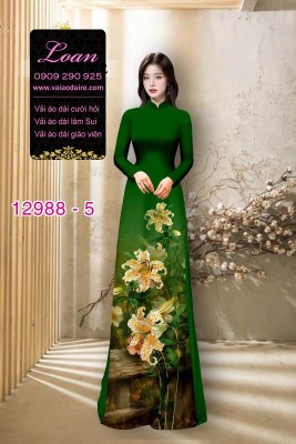 Vải áo dài hoa ly in 3D-
