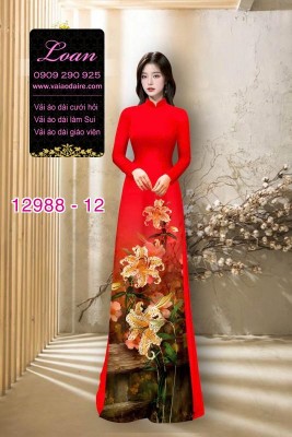 Vải áo dài hoa ly in 3D-12988